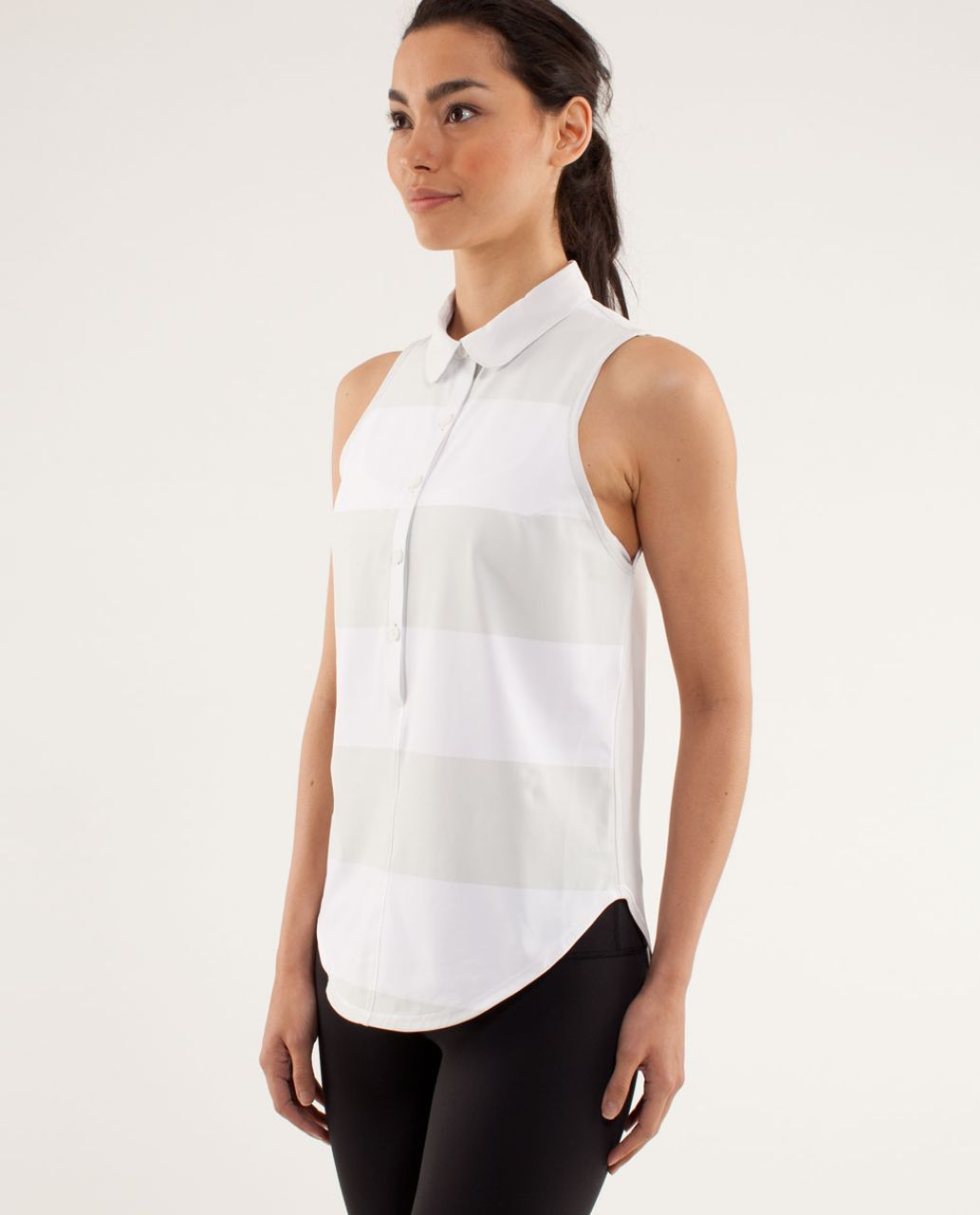 Lululemon Hot Hitter Sleeveless Polo - Bold Stripe Nimbus / Nimbus