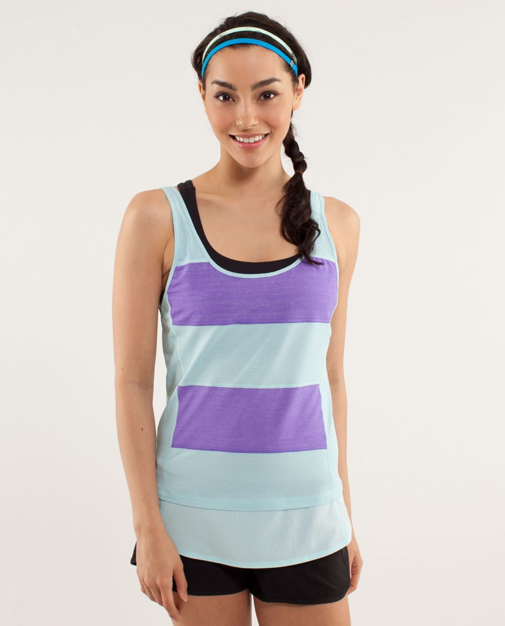 Lululemon Run:  Mod Moves Singlet - Aquamarine / Power Purple