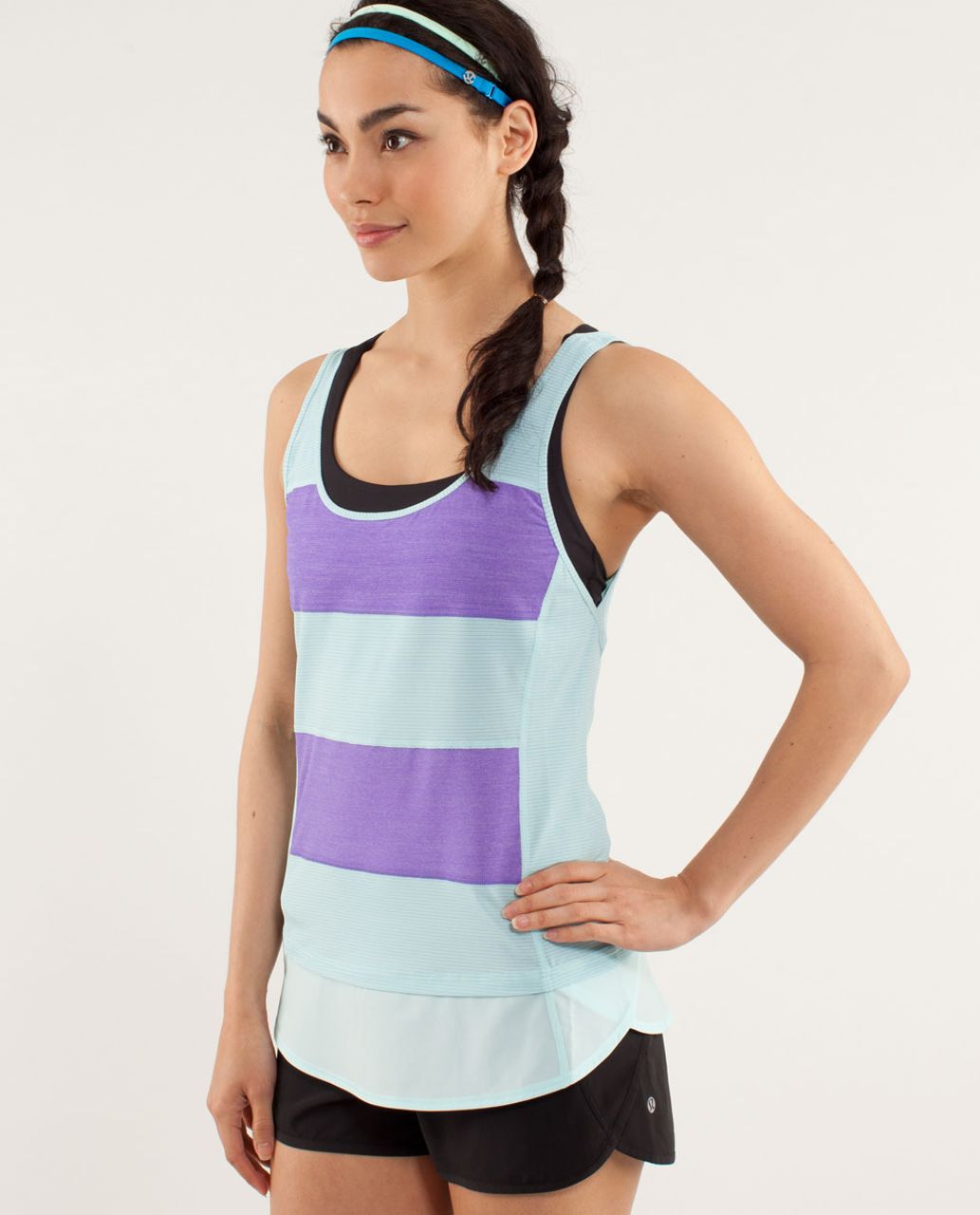 Lululemon Run:  Mod Moves Singlet - Aquamarine / Power Purple