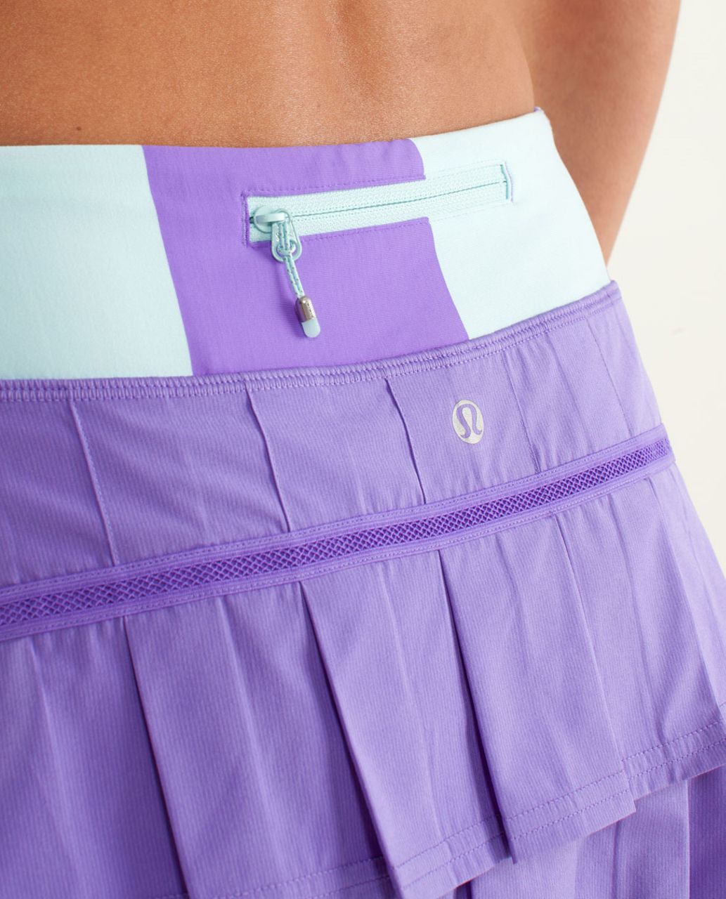 Lululemon Power Purple Bold Stripe Aquamarine Pleated Pace Setter