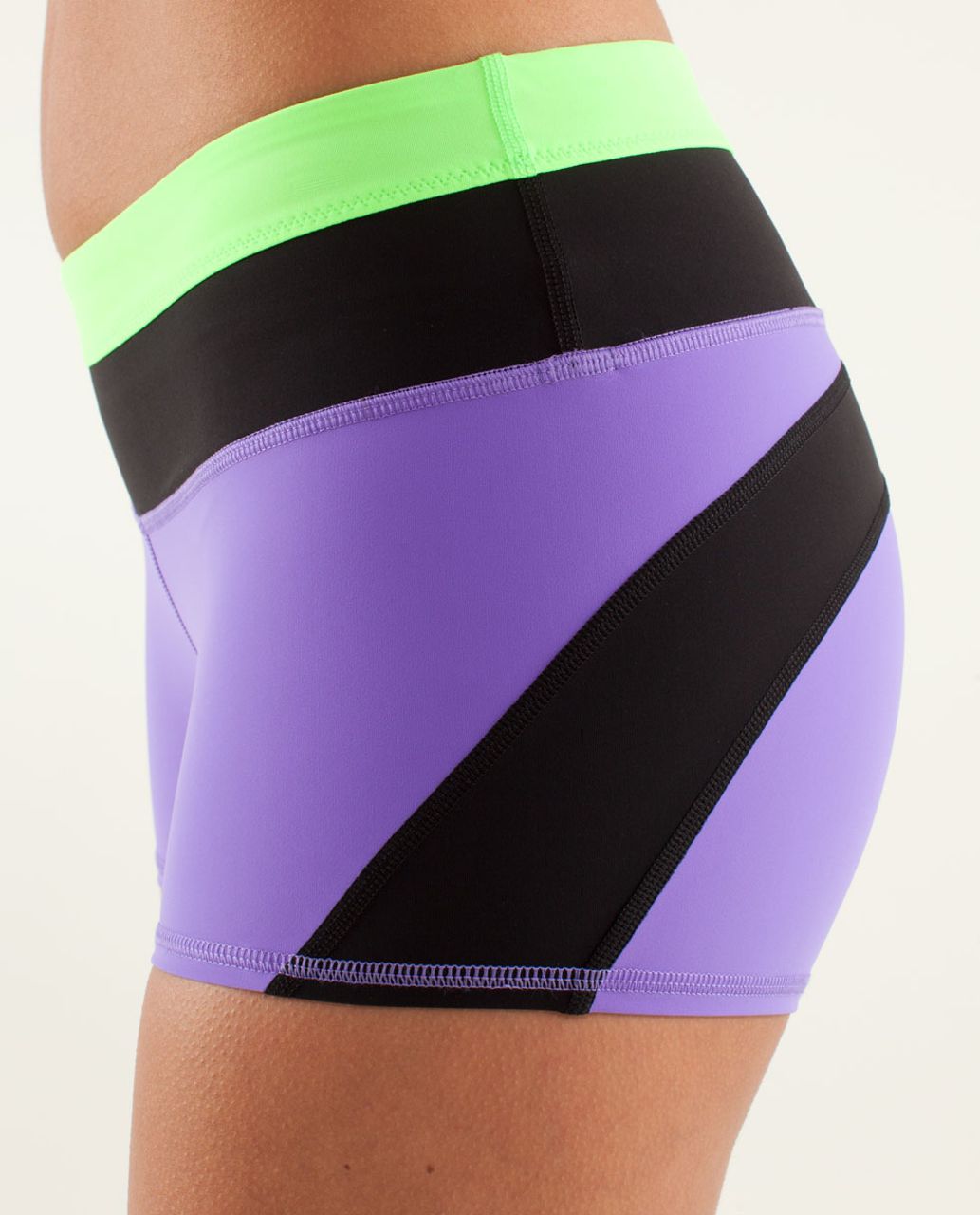 Lululemon Ignite Short - Power Purple / Zippy Green / Black