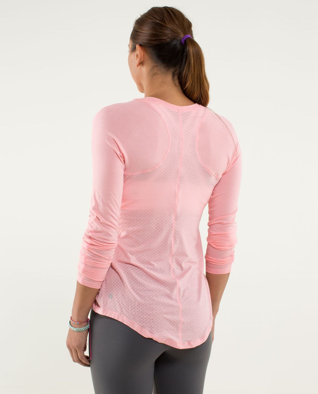 Lululemon Digni Tee Long Sleeve - Mesh Burnout Bleached Coral / Bleached Coral