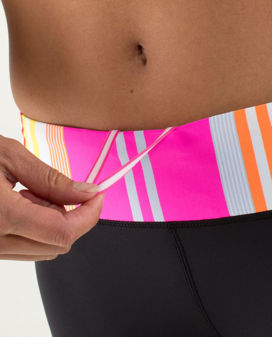 Lululemon Run:  Track Attack Crop - Black / Groovy Stripe Multi / Cool Breeze