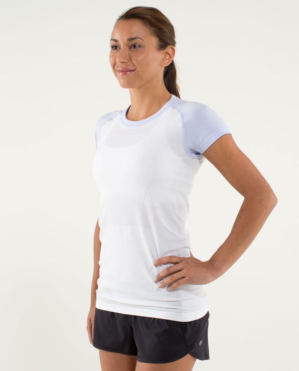 Lululemon Run:  Swiftly Tech Short Sleeve - White / Cool Breeze