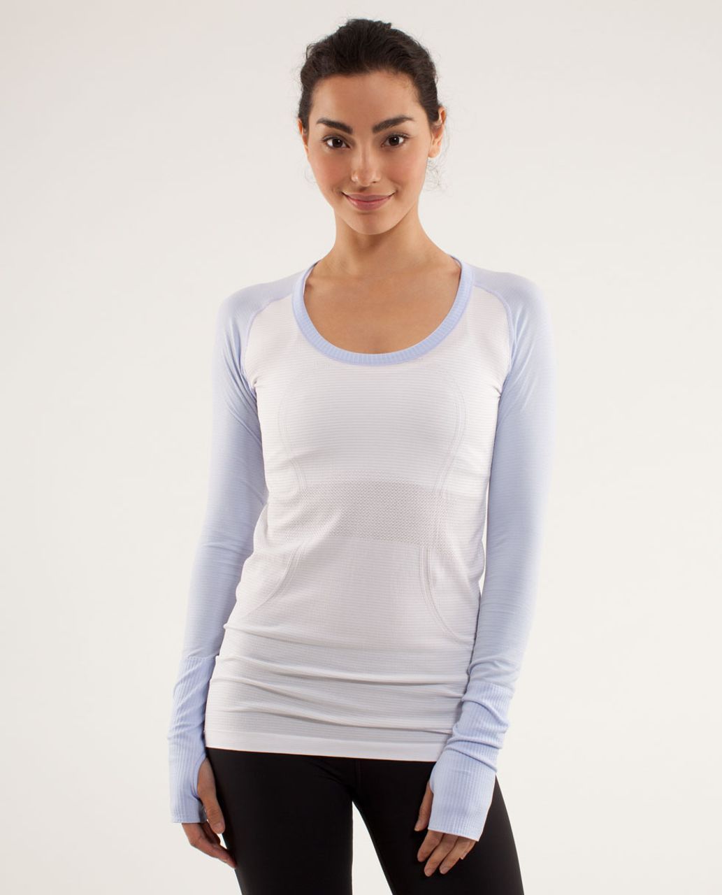 Lululemon Run:  Swiftly Tech Long Sleeve Scoop - White / Cool Breeze