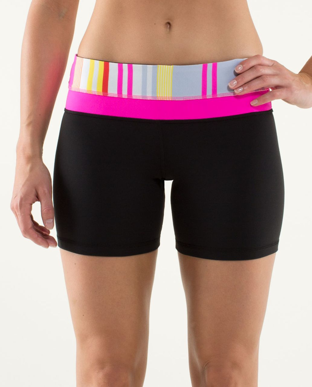 Lululemon Reverse Groove Short (Regular) - Black / Groovy Stripe Multi / Raspberry Glo Light