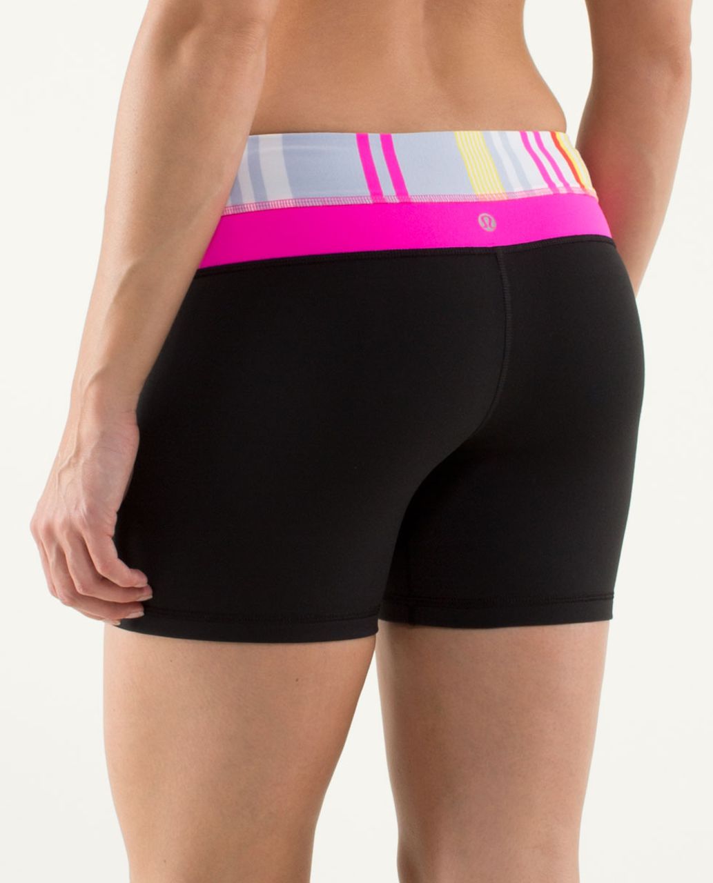 Lululemon Reverse Groove Short (Regular) - Black / Groovy Stripe Multi / Raspberry Glo Light