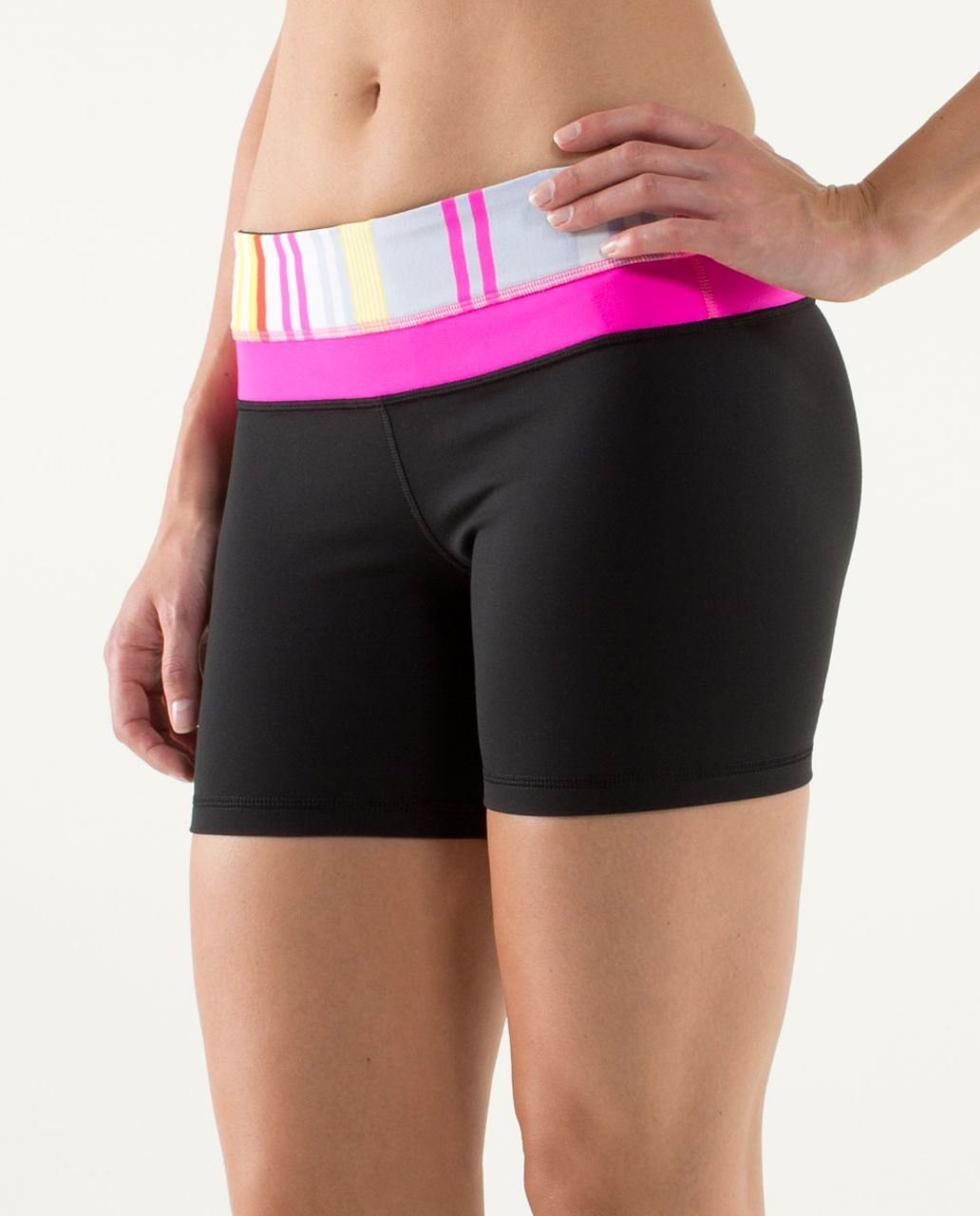 Lululemon Reverse Groove Short (Regular) - Black / Groovy Stripe Multi / Raspberry Glo Light