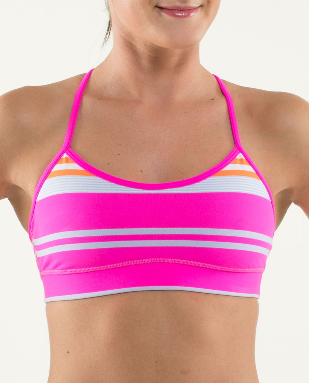 Lululemon Flow Y Bra IV - Groovy Stripe Multi / Raspberry Glo Light