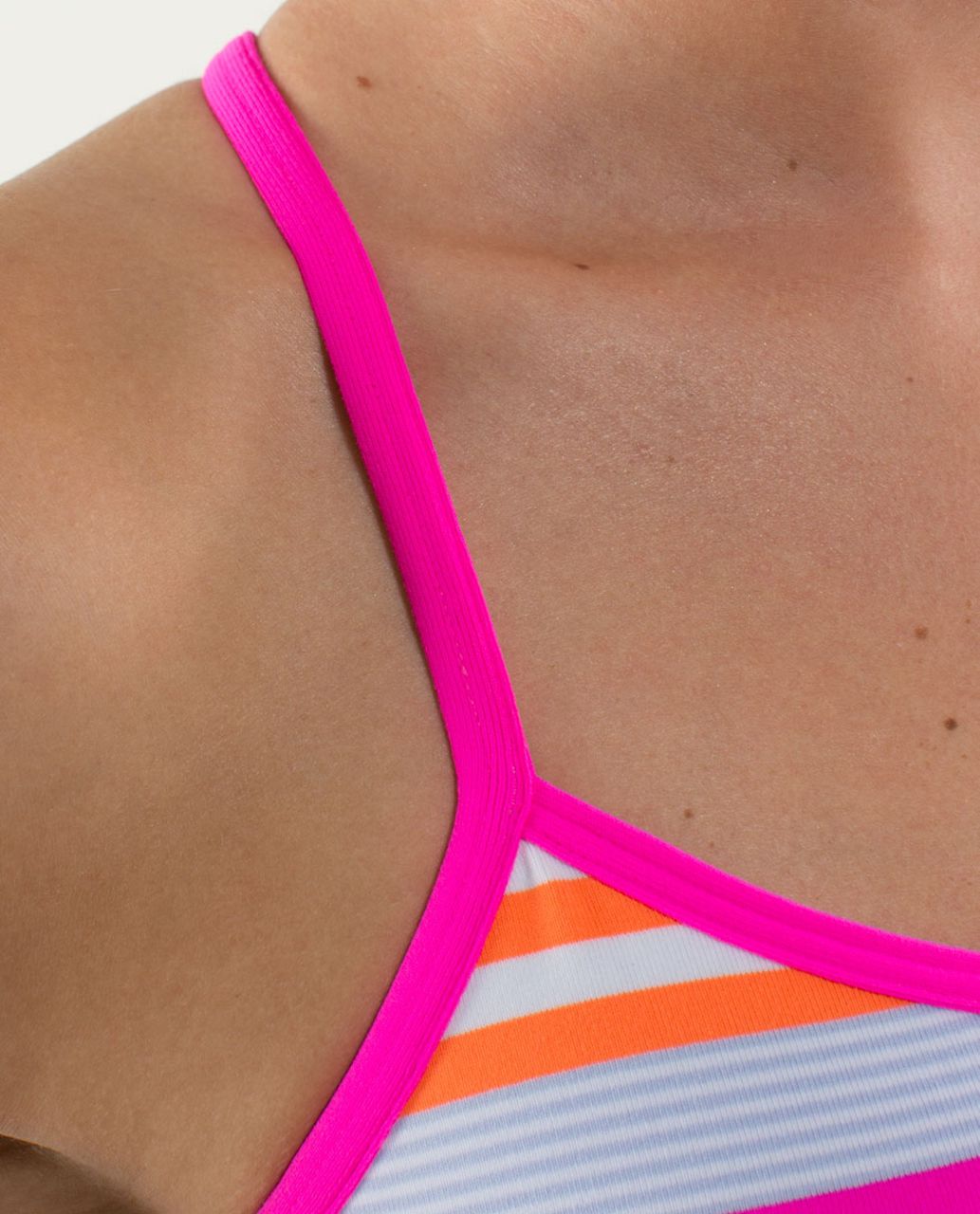 Lululemon Flow Y Bra IV - Groovy Stripe Multi / Raspberry Glo Light