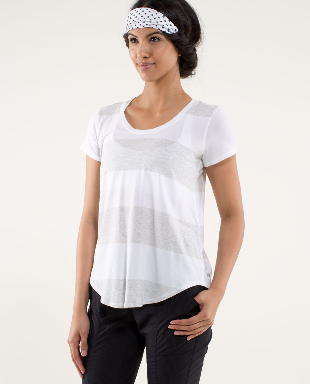 Lululemon Serene Short Sleeve - Bold Stripe Heather Nimbus / White