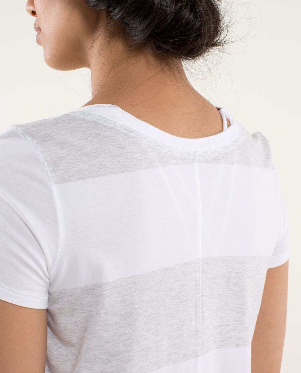 Lululemon Serene Short Sleeve - Bold Stripe Heather Nimbus / White