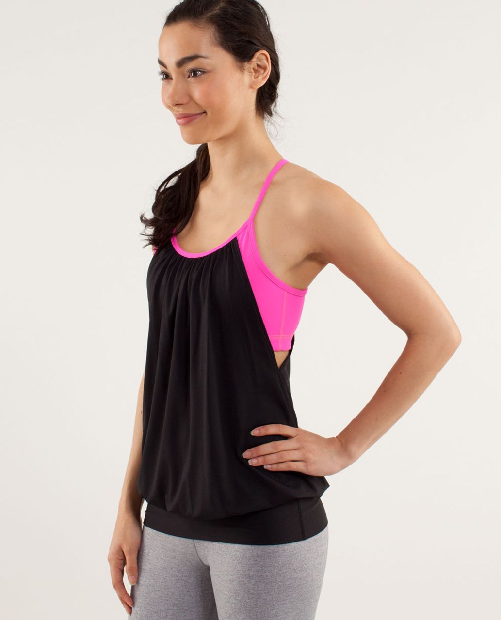 Lululemon No Limits Tank - Black / Raspberry Glo Light - lulu fanatics