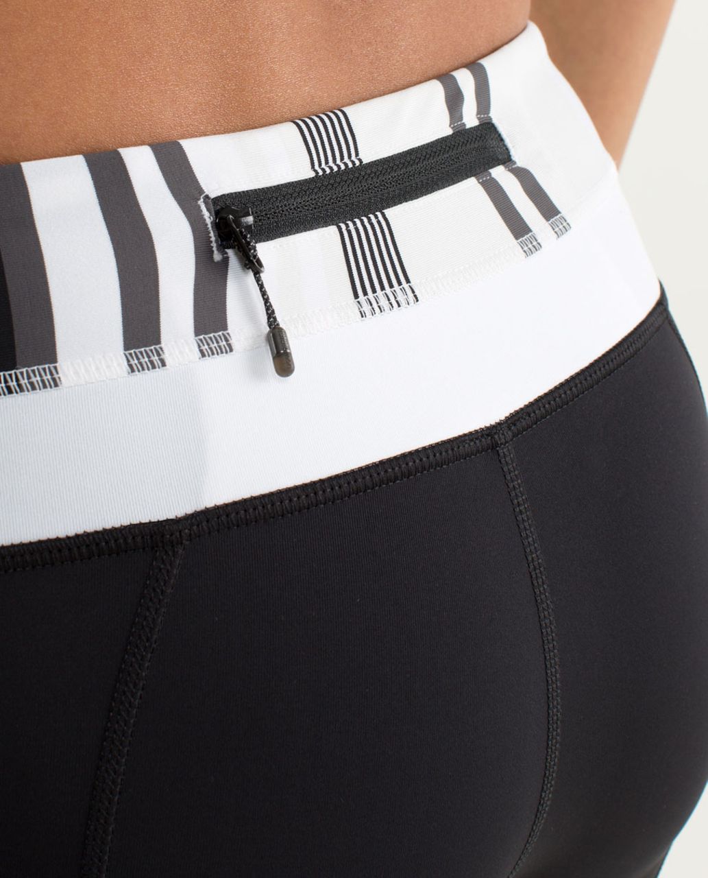 Lululemon Run:  Inspire Crop II - Black / Groovy Stripe Nimbus / White