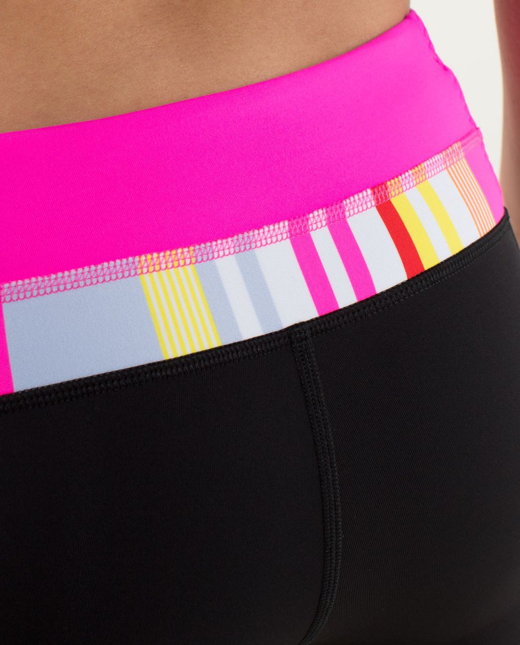 Lululemon Run:  Fast Track Short - Black / Groovy Stripe Multi / Raspberry Glo Light