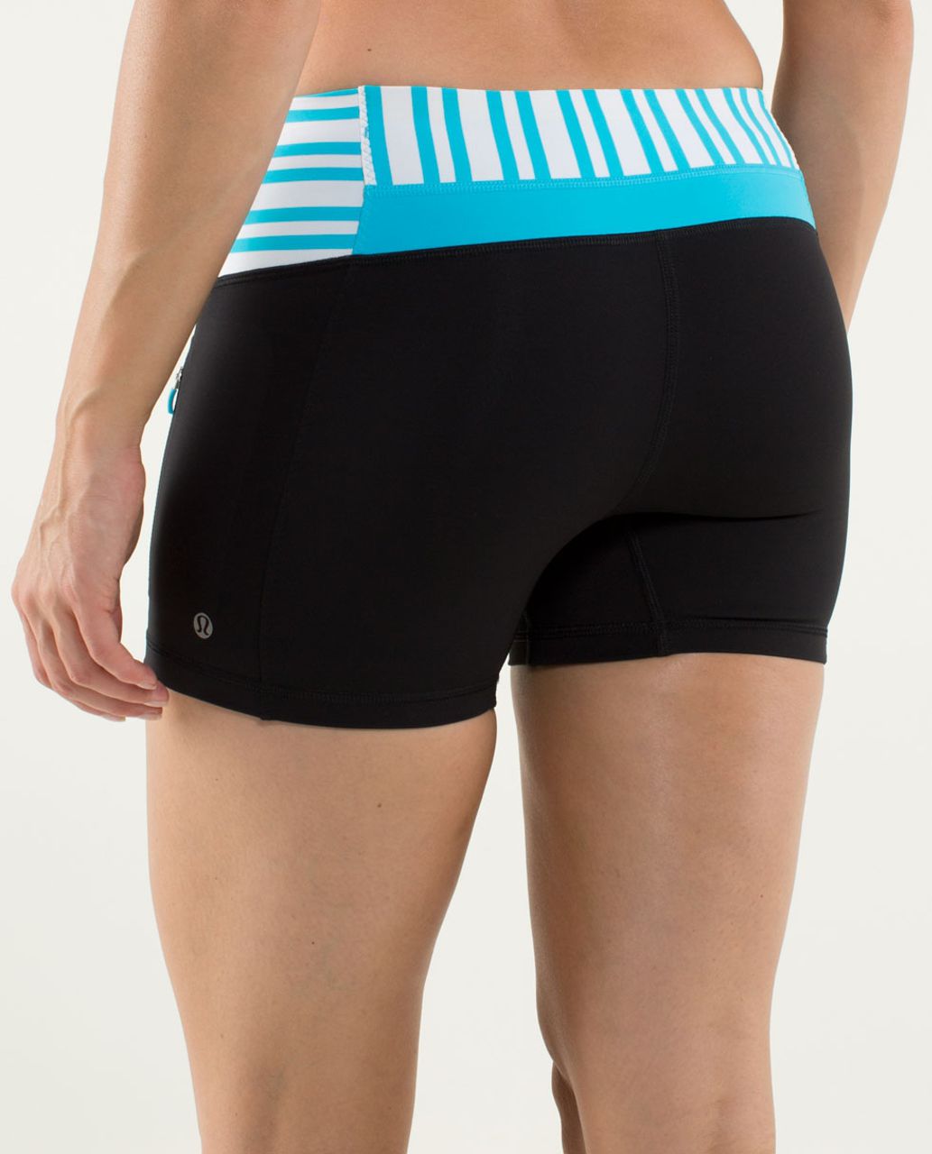 Lululemon Run:  Fast Track Short - Black / Twin Stripe Spry Blue / Spry Blue