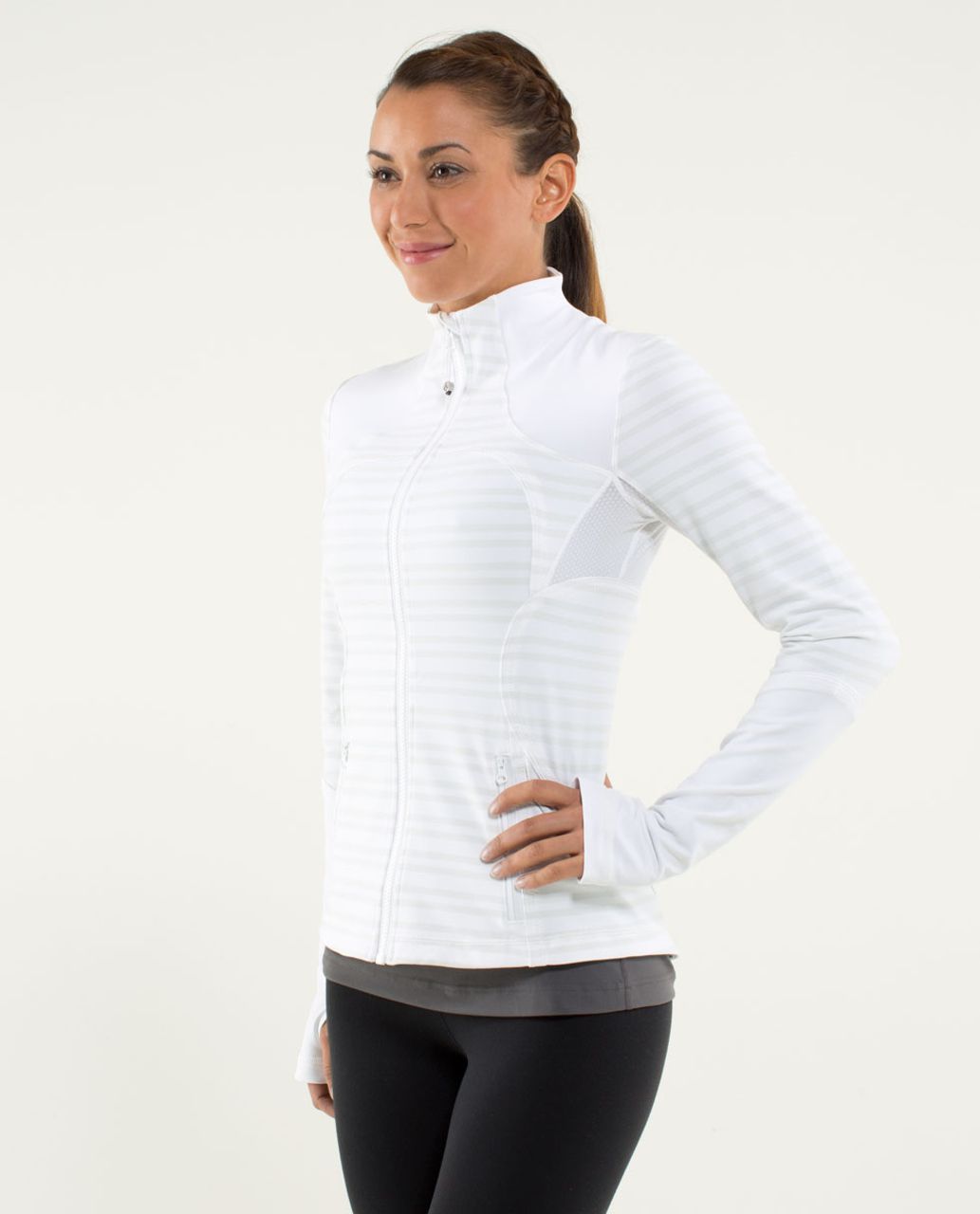 Lululemon Forme Jacket - Twin Stripe Nimbus / White