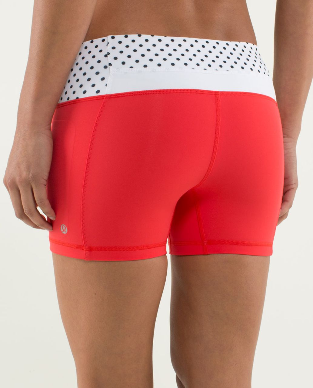 Lululemon Run:  Fast Track Short - Love Red / Mod Dot Printed Black / White