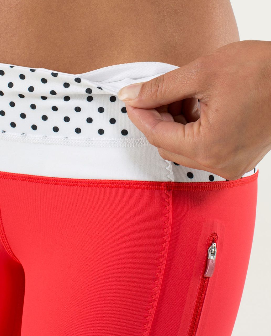 Lululemon Run:  Fast Track Short - Love Red / Mod Dot Printed Black / White