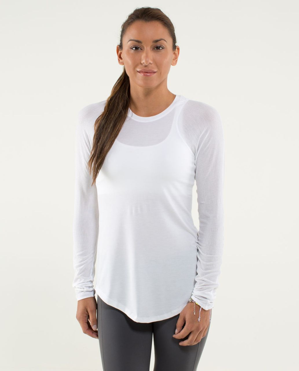 Lululemon Digni Tee Long Sleeve - White / Tonka Stripe White