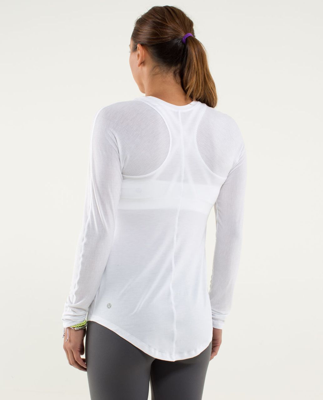 Lululemon Digni Tee Long Sleeve - White / Tonka Stripe White