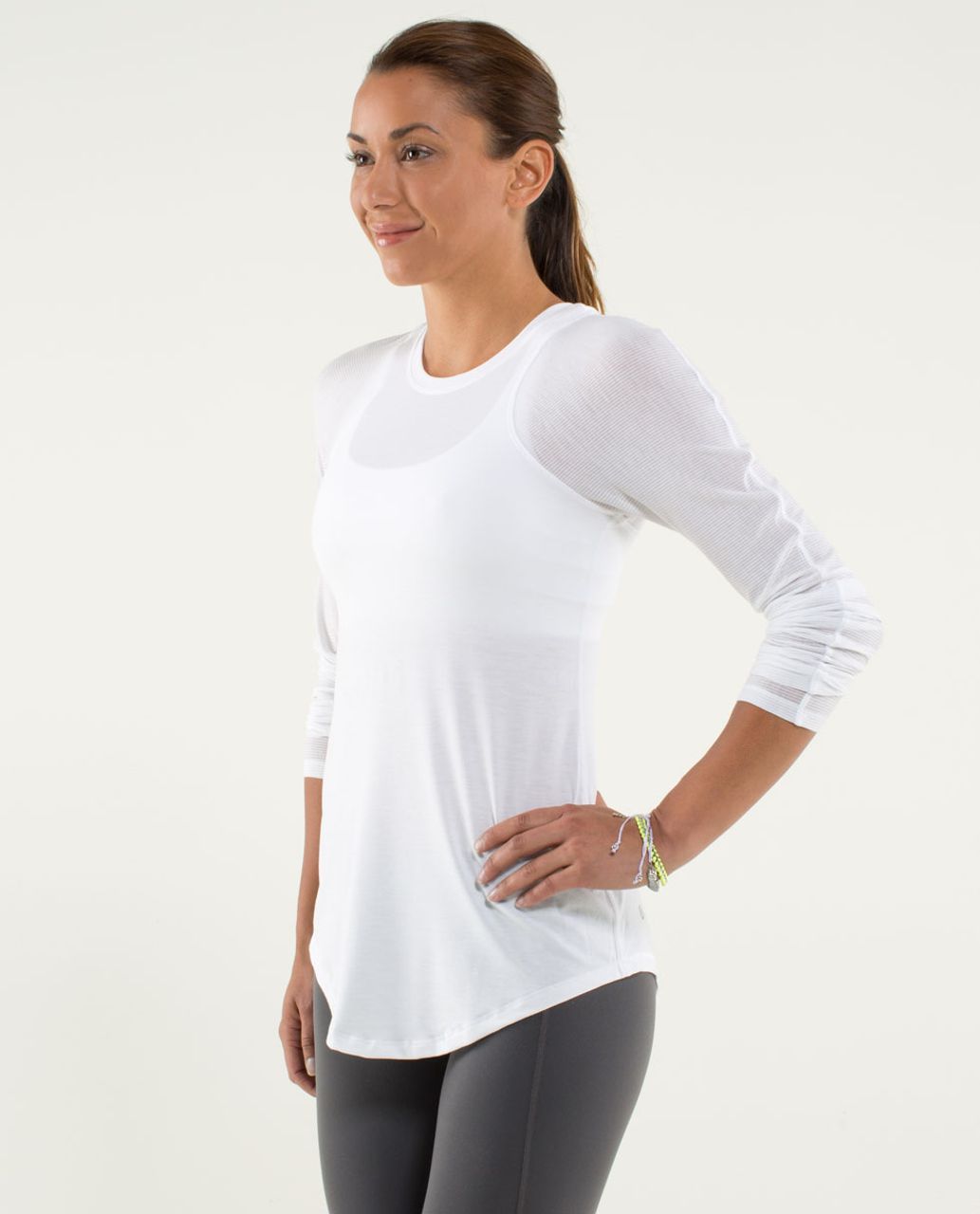 Lululemon Digni Tee Long Sleeve - White / Tonka Stripe White