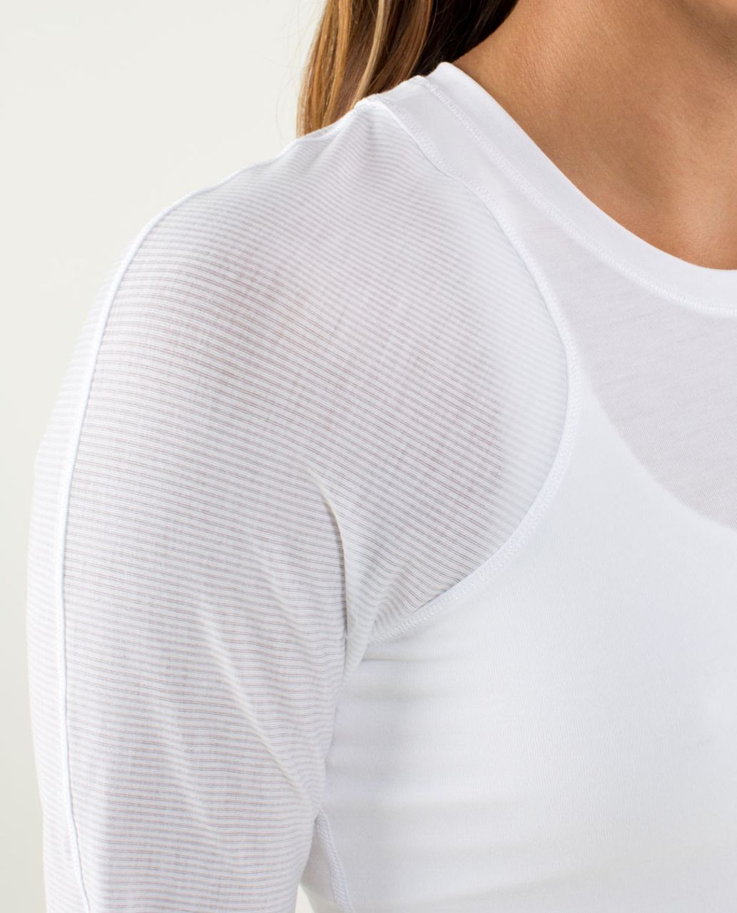 Lululemon Digni Tee Long Sleeve - White / Tonka Stripe White