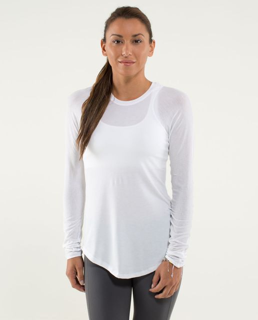 Lululemon Digni Tee Long Sleeve - White / Tonka Stripe Aquamarine ...