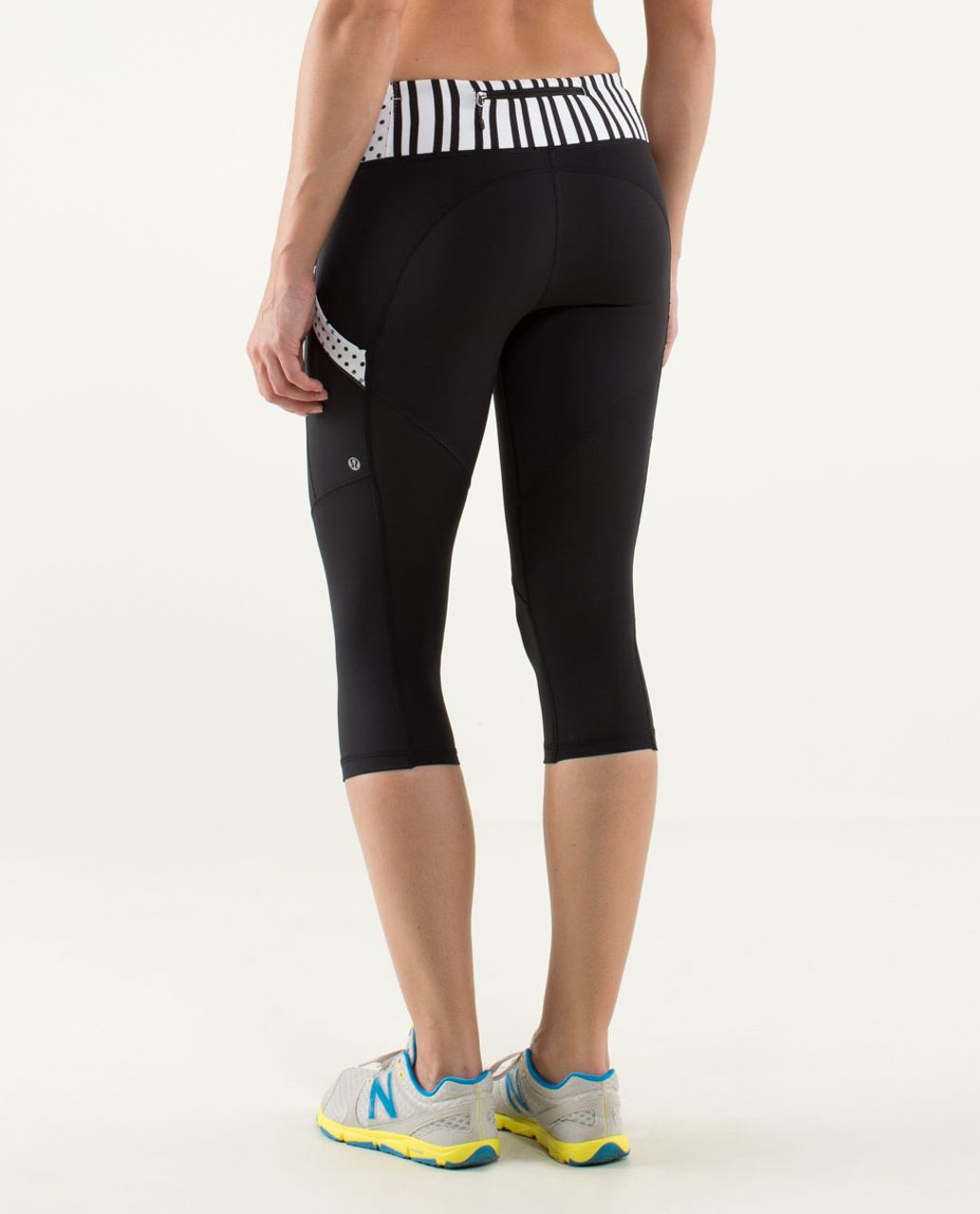 Lululemon Run:  Mod Moves Crop - Black / Mod Dot Printed Black / Twin Stripe Black