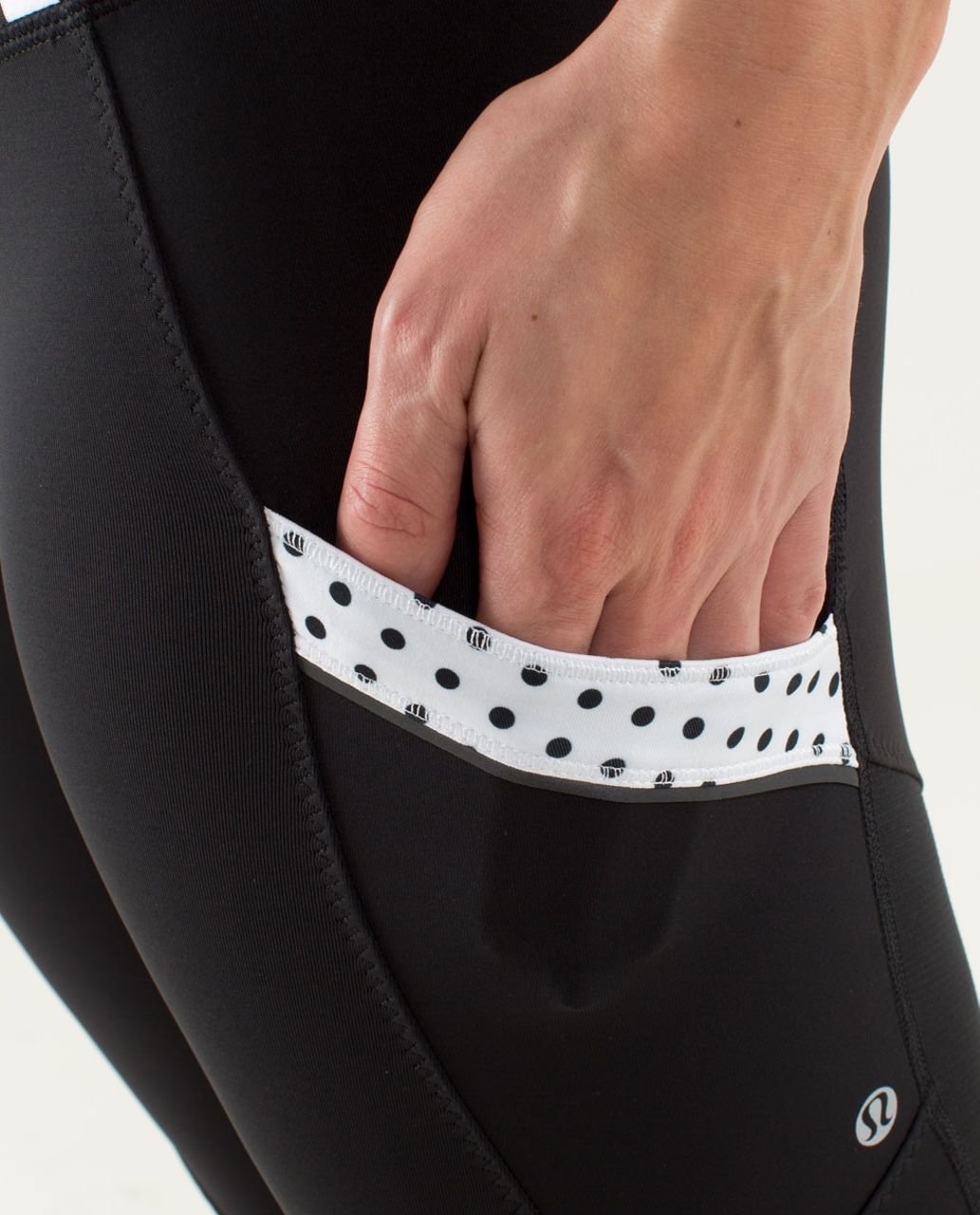 Lululemon Run:  Mod Moves Crop - Black / Mod Dot Printed Black / Twin Stripe Black