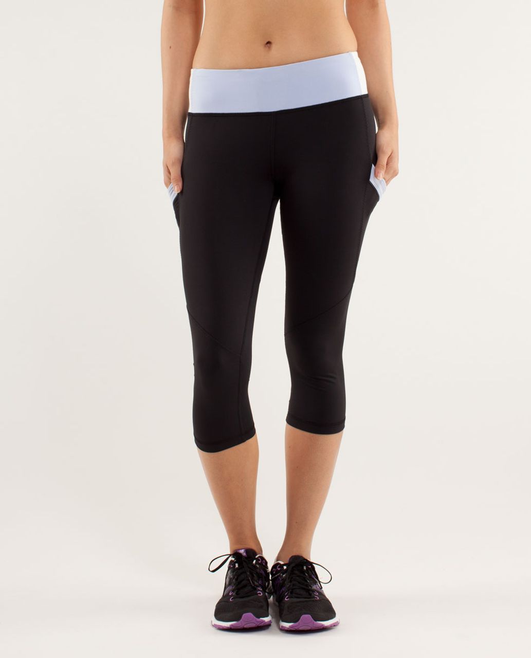 Lululemon Run:  Mod Moves Crop - Black / Cool Breeze / Nimbus