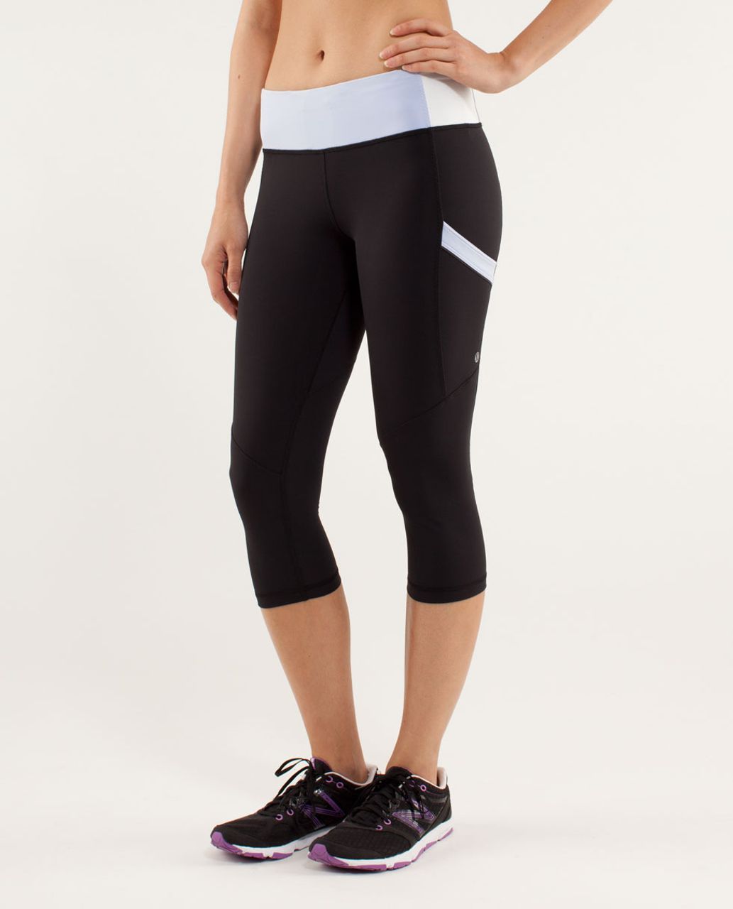 Lululemon Run:  Mod Moves Crop - Black / Cool Breeze / Nimbus