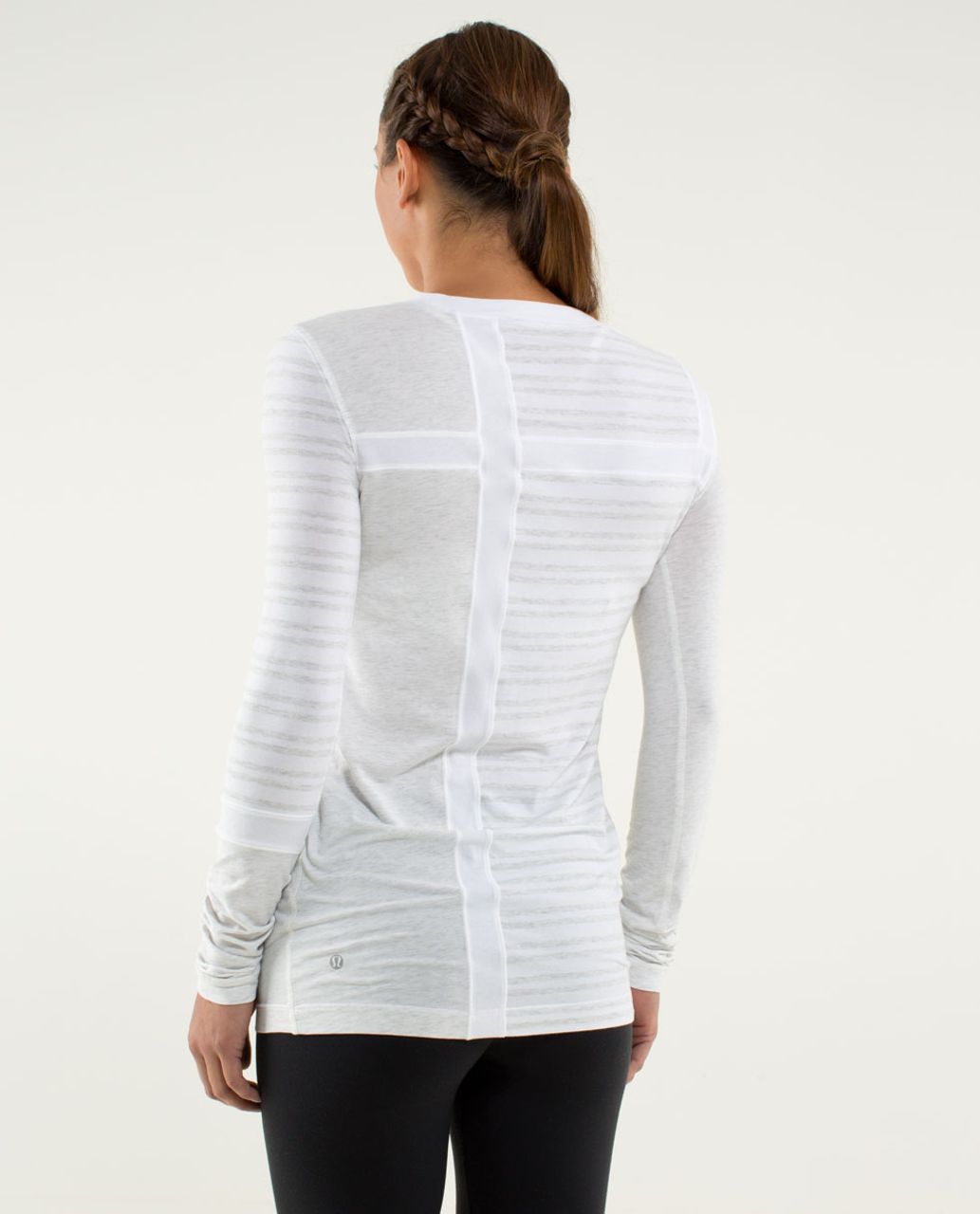 Lululemon Promenade Long Sleeve - Twin Stripe Heather Nimbus / White