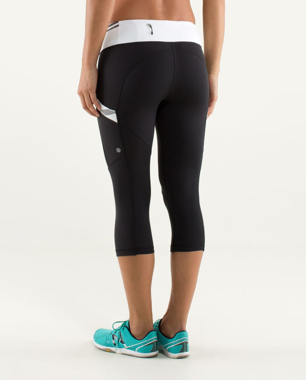 Lululemon Run:  Mod Moves Crop - Black / Groovy Stripe Nimbus / White