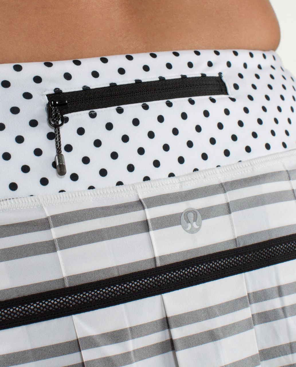 Lululemon Run:  Pace Setter Skirt (Regular) - Twin Stripe Black / Mod Dot Printed Black