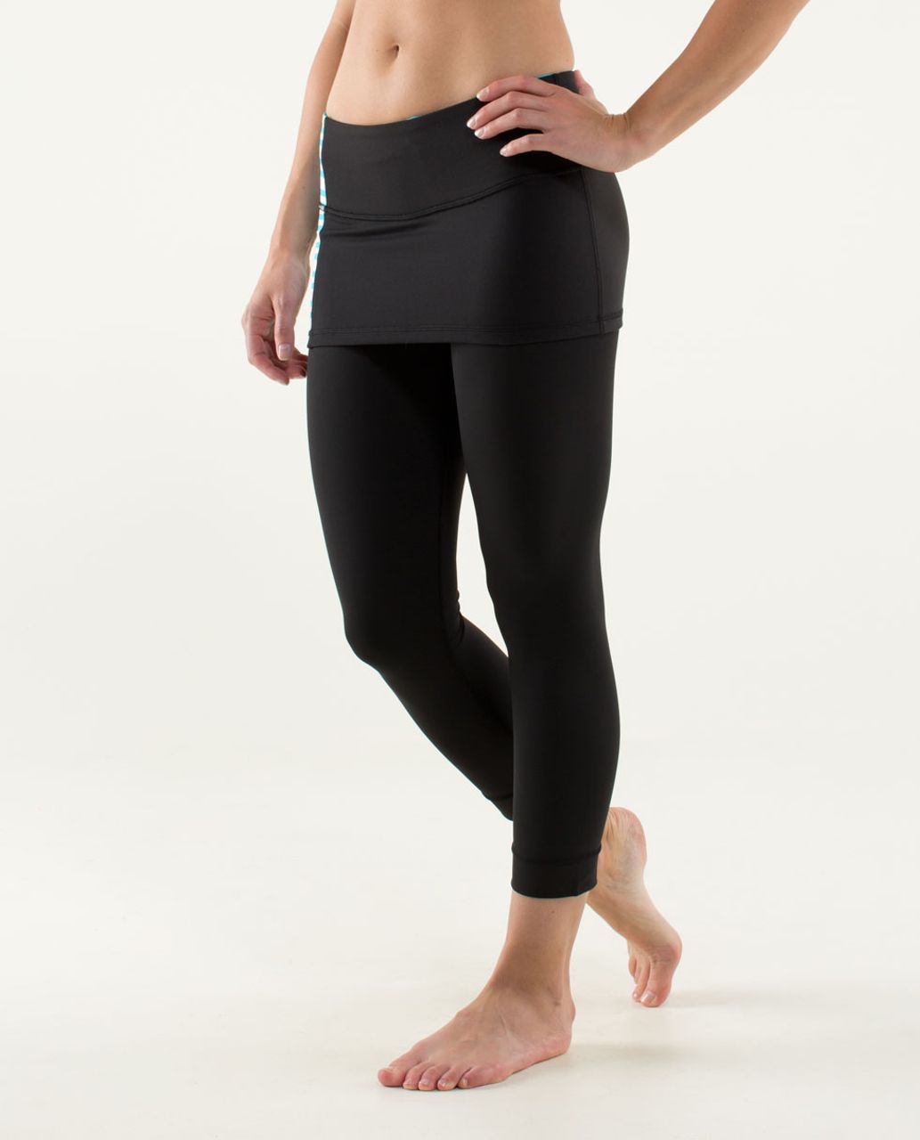 Lululemon A Go Go Crop - Black / Twin Stripe Spry Blue