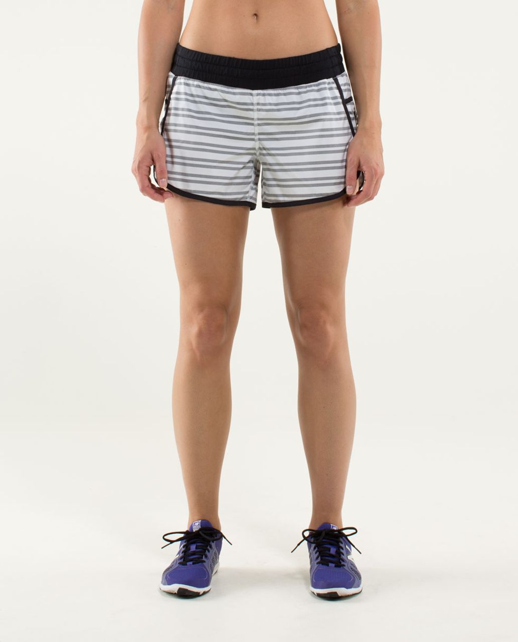 Lululemon Run:  Track Attack Short - Twin Stripe Black / Black