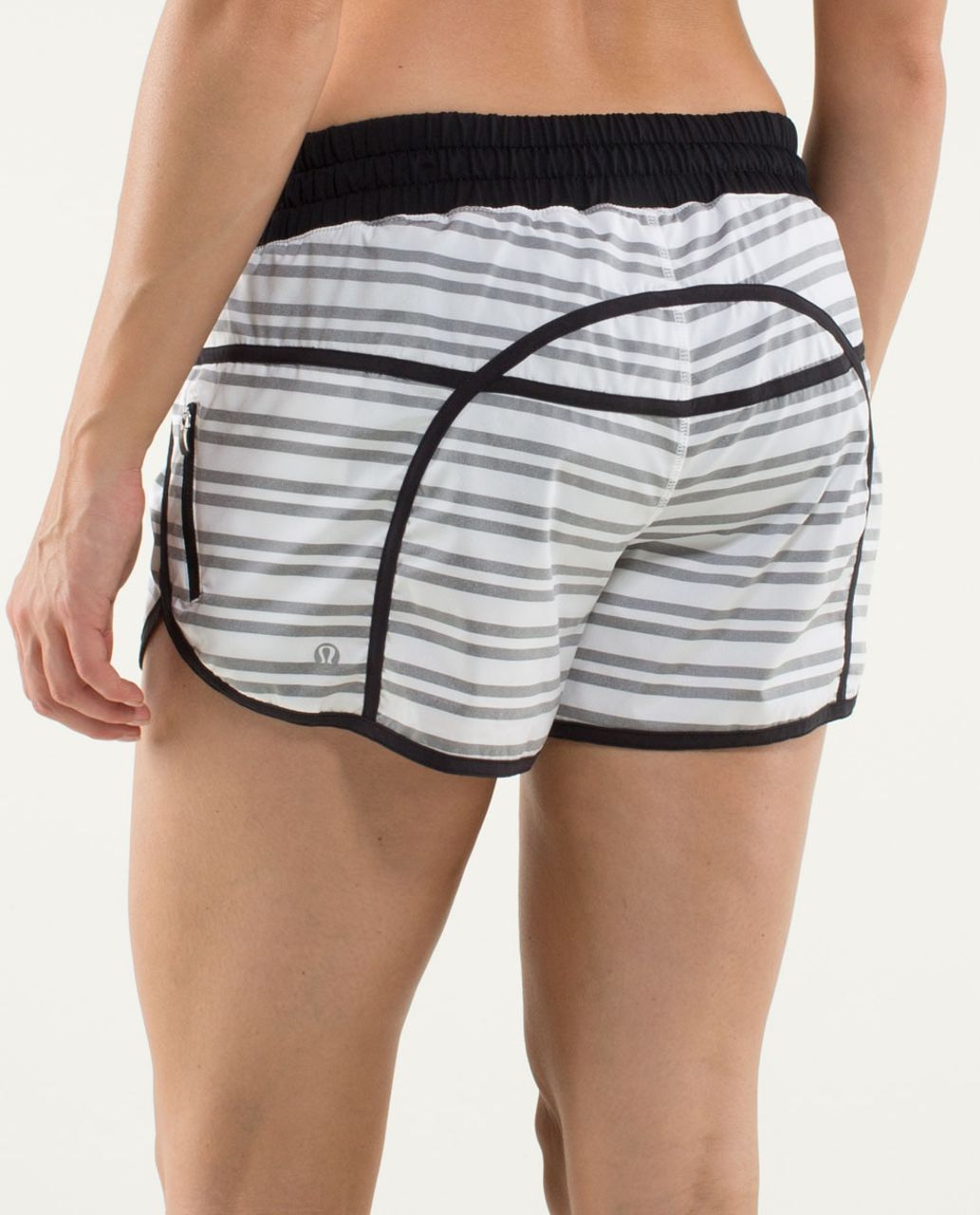 Lululemon Run:  Track Attack Short - Twin Stripe Black / Black