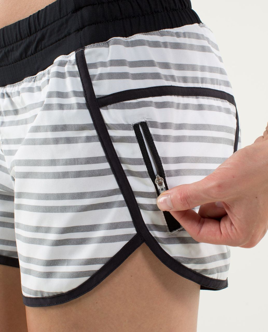 Lululemon Run:  Track Attack Short - Twin Stripe Black / Black