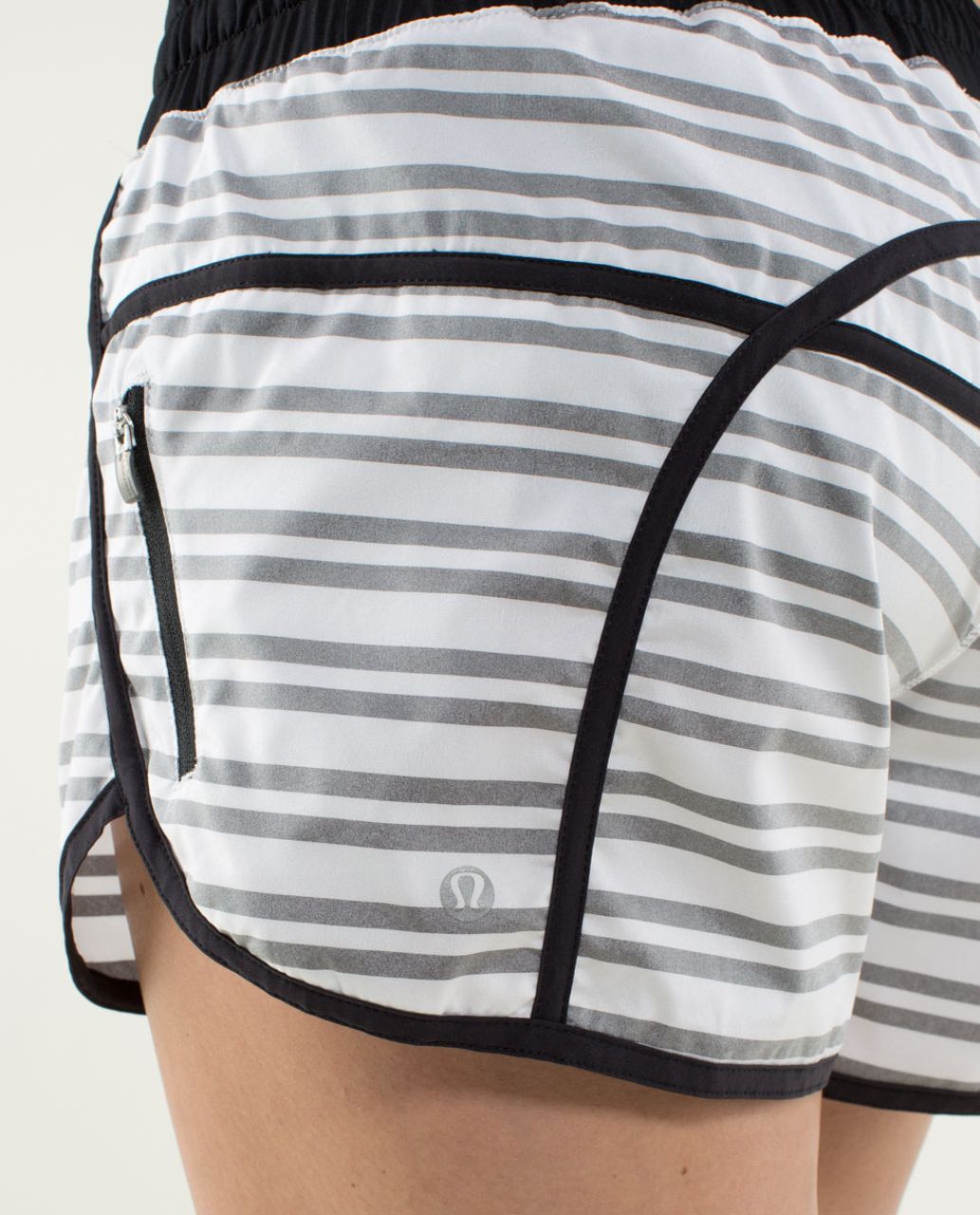 Lululemon Run:  Track Attack Short - Twin Stripe Black / Black