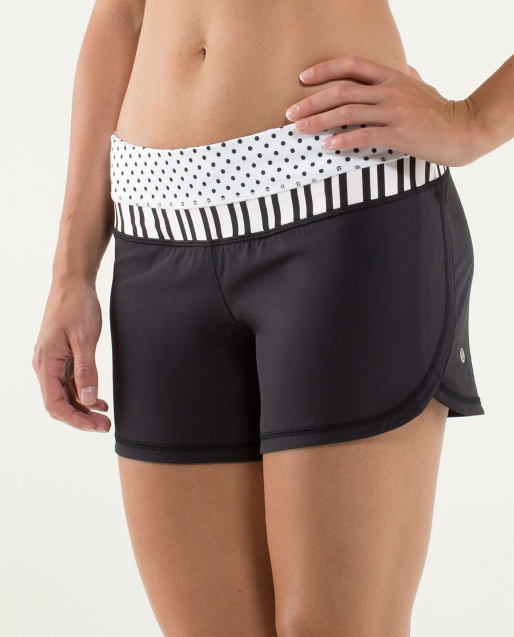 Lululemon Groovy Run Short - Black / Twin Stripe Black / Mod Dot Printed Black