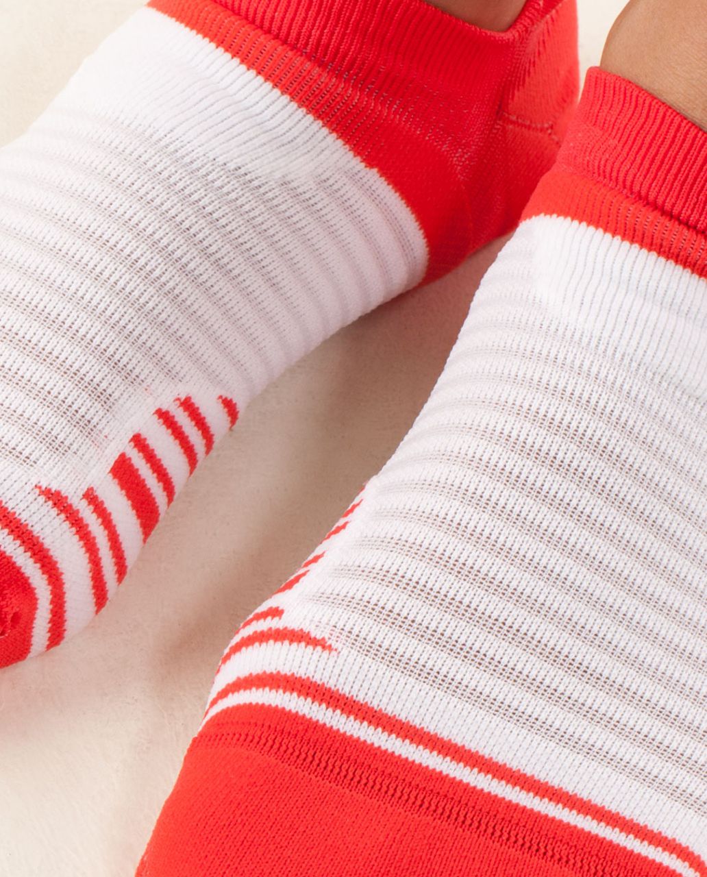 Lululemon Women's Ultimate No Show Run Sock - Stripe Love Red