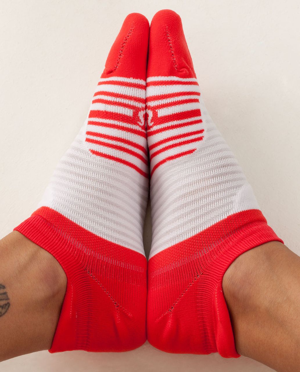 Lululemon Women's Ultimate No Show Run Sock - Stripe Love Red