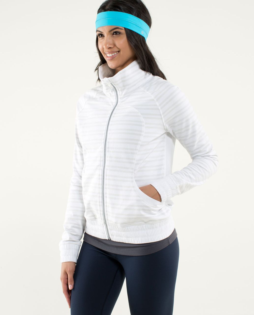 Lululemon Blissed Out Jacket - Twin Stripe Nimbus / White