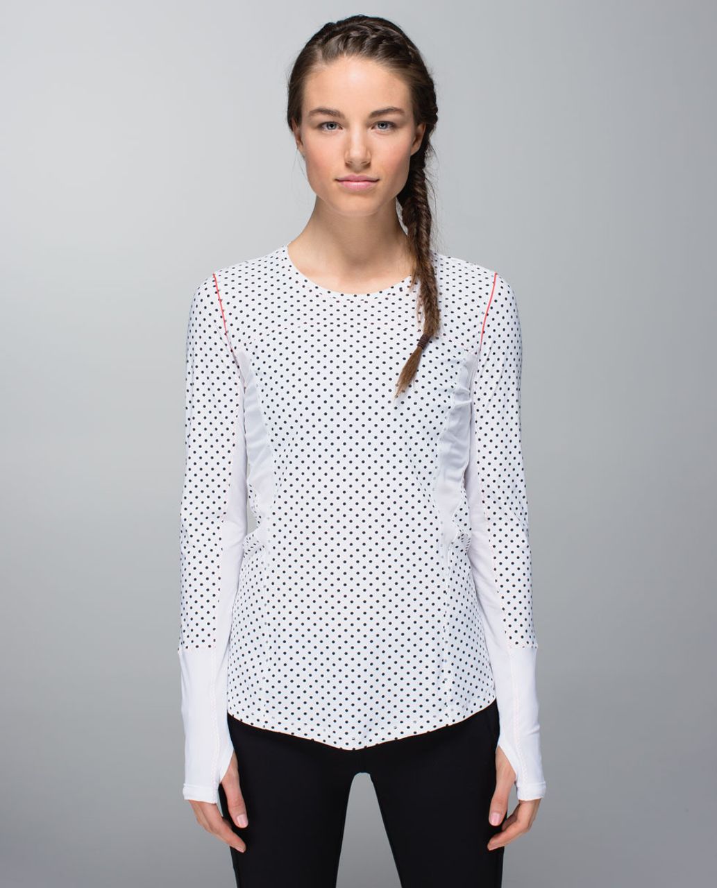 Lululemon Runbeam Long Sleeve - Mod Dot Printed Black / White - lulu  fanatics