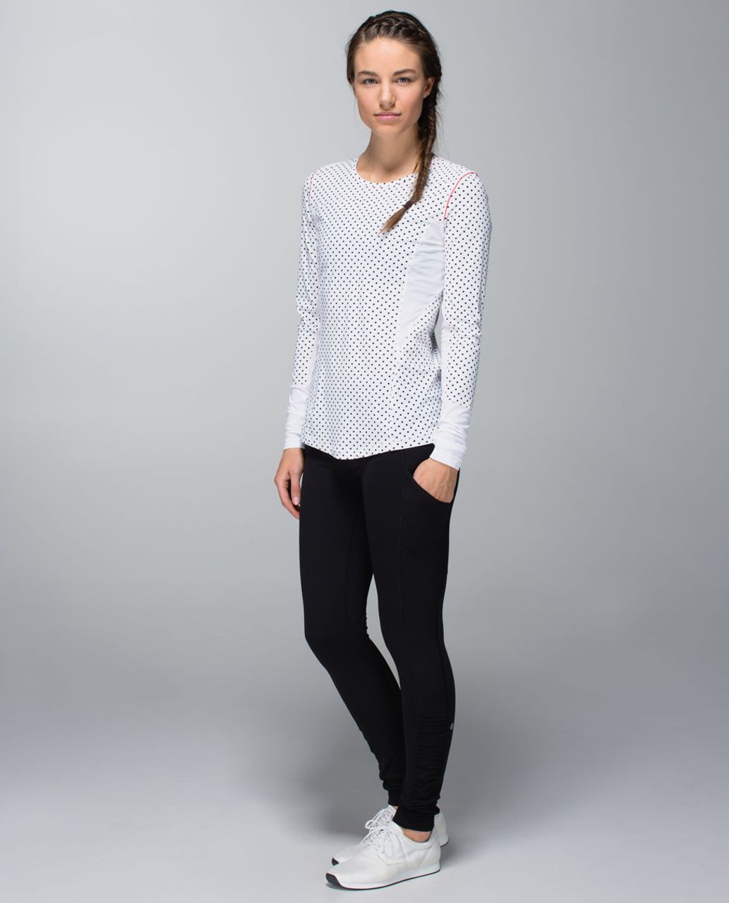 Lululemon Runbeam Long Sleeve - Mod Dot Printed Black / White - lulu ...