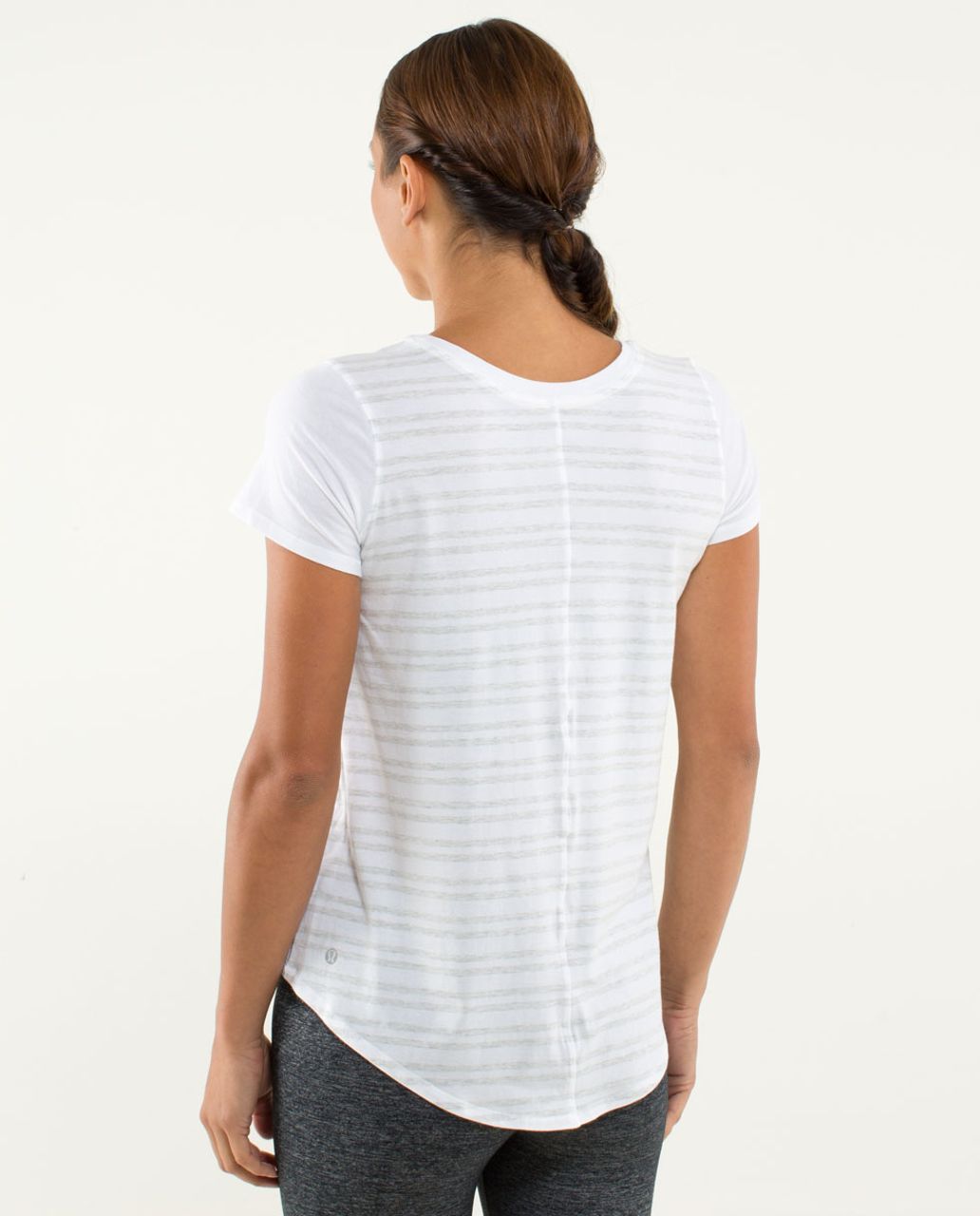 Lululemon Serene Short Sleeve - Twin Stripe Heather Nimbus / White / Sizzle