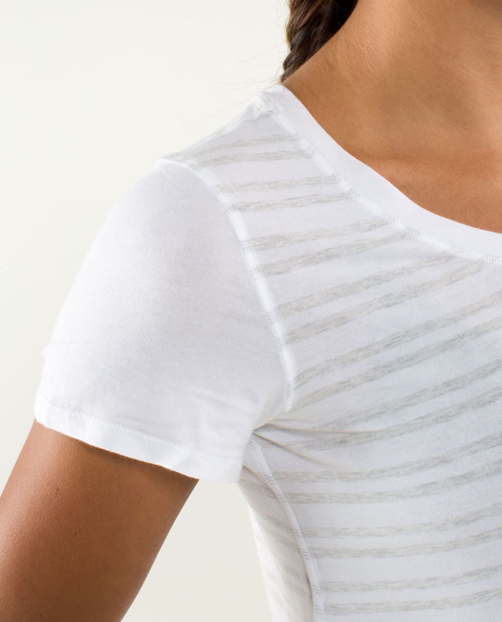 Lululemon Serene Short Sleeve - Twin Stripe Heather Nimbus / White / Sizzle