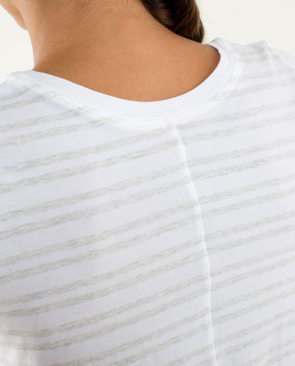 Lululemon Serene Short Sleeve - Twin Stripe Heather Nimbus / White / Sizzle