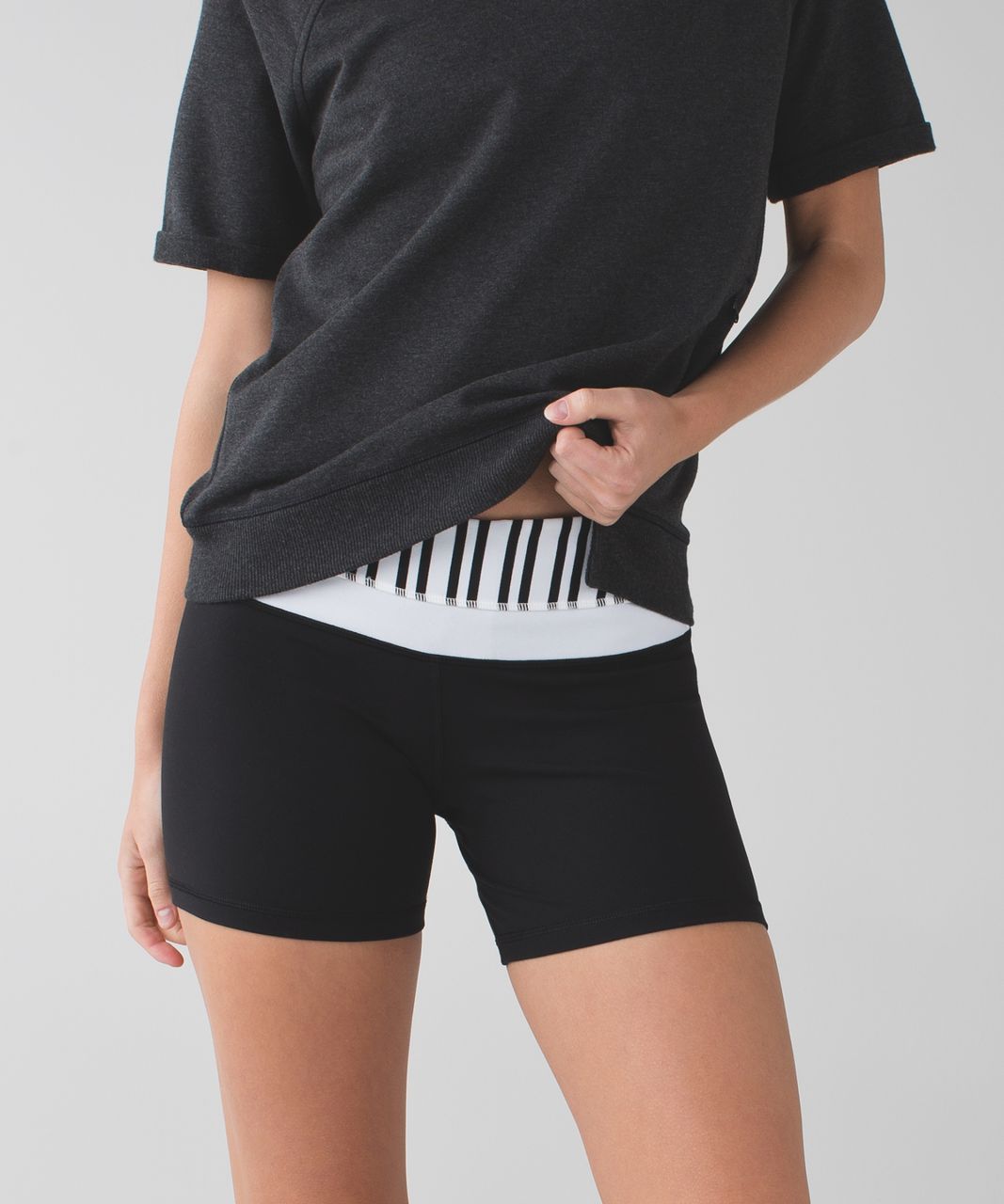 Lululemon Reverse Groove Short (Regular) - Black / Twin Stripe Black / White